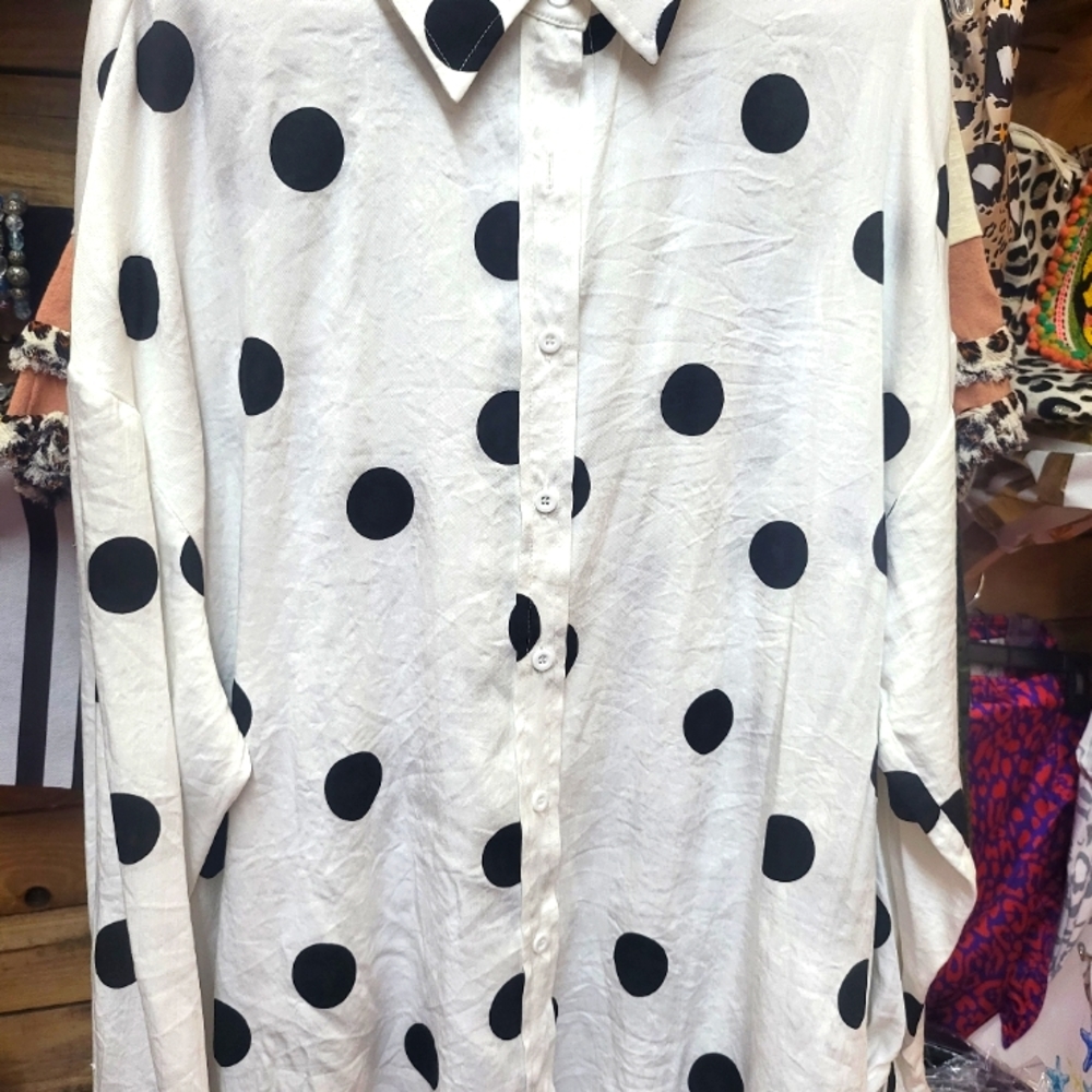 White and black button up top
